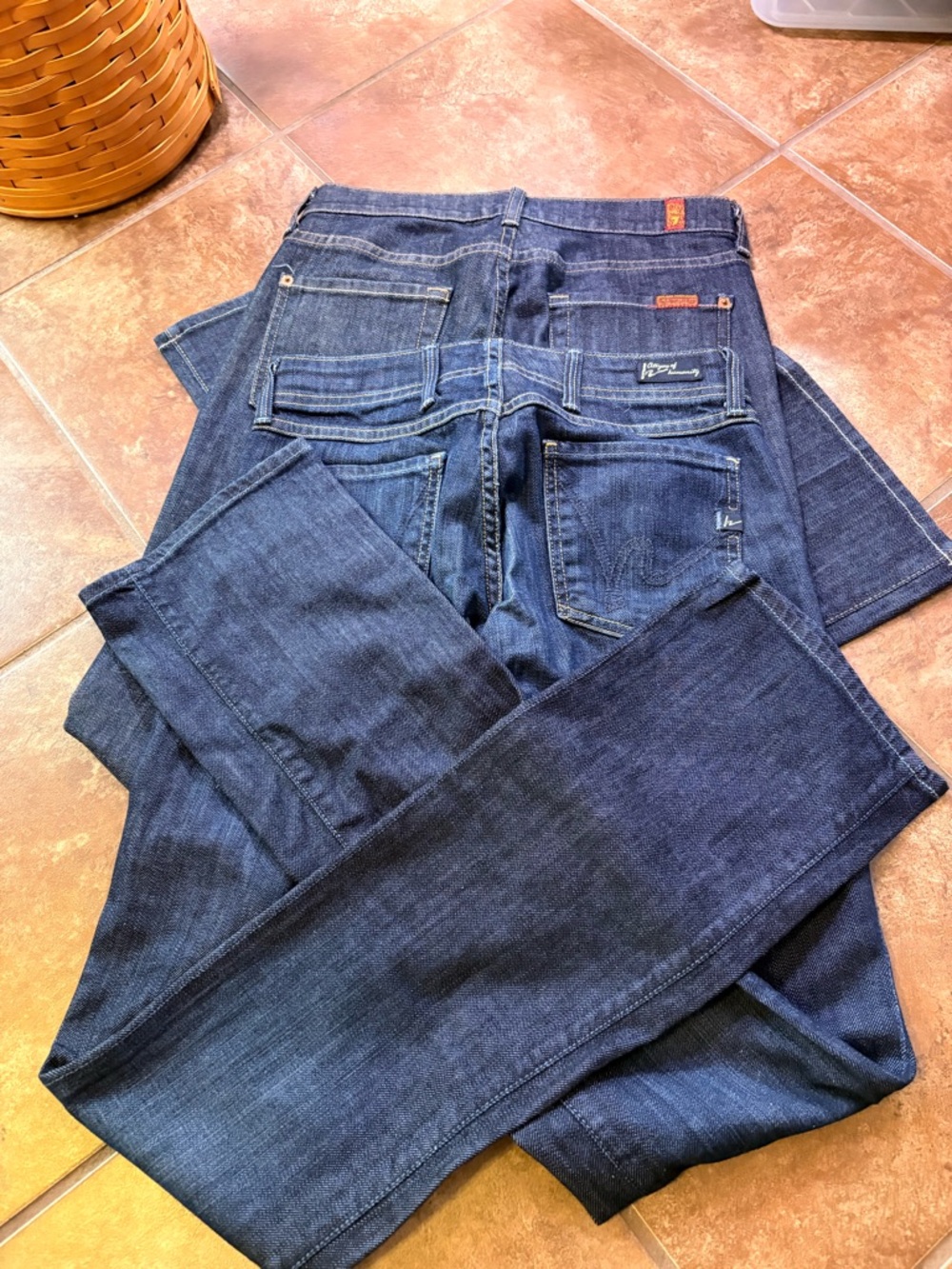 2 - 7 For All Mankind Dark Blue Straight Leg Jeans citizens of humanity jeans